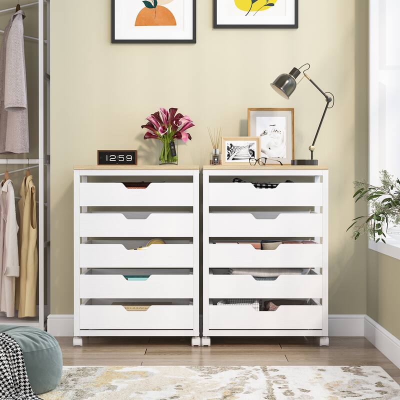 5 Drawer Chest & 7 Drawer Chest Wood Storage Drawer Cabinet Organizer