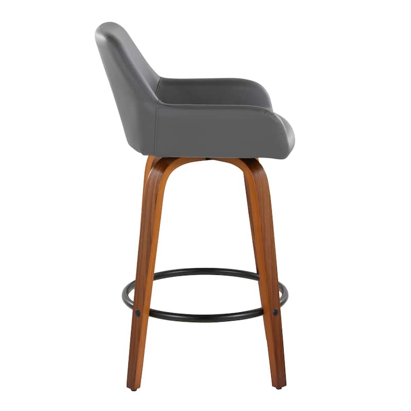Porch & Den Galotti 26" Fixed-Height Counter Stool with Bent Wood Legs & Round Footrest (Set of 2)