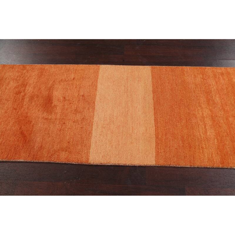 Modern Oriental Gabbeh Kashkoli Wool Runner Rug Hand-knotted - 2'5" x 20'2"