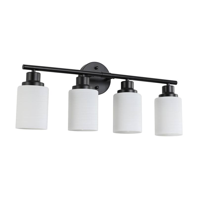 24" Modern 4-Light Vanity Wall Sconce, with Frosted Glass Shades for Bathroom or Hallway Lighting (No Bulbs)