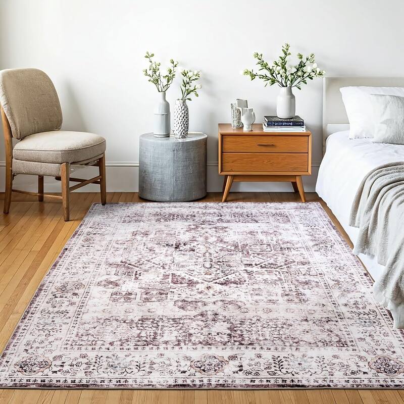 Delara Machine Washable Area Rug, Soft & Durable, Non-Slip Backing, Eco- Friendly GRS certified.