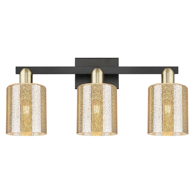 Innovations Lighting 716-3W-11-24 Cobbleskill Vanity Cobbleskill 3 - Black Antique Brass / Mercury