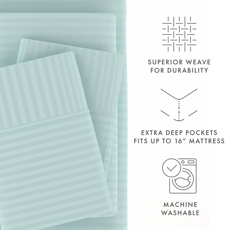 Soft Essentials Stripe Pattern 4-piece Deep Pocket Bed Sheet Set