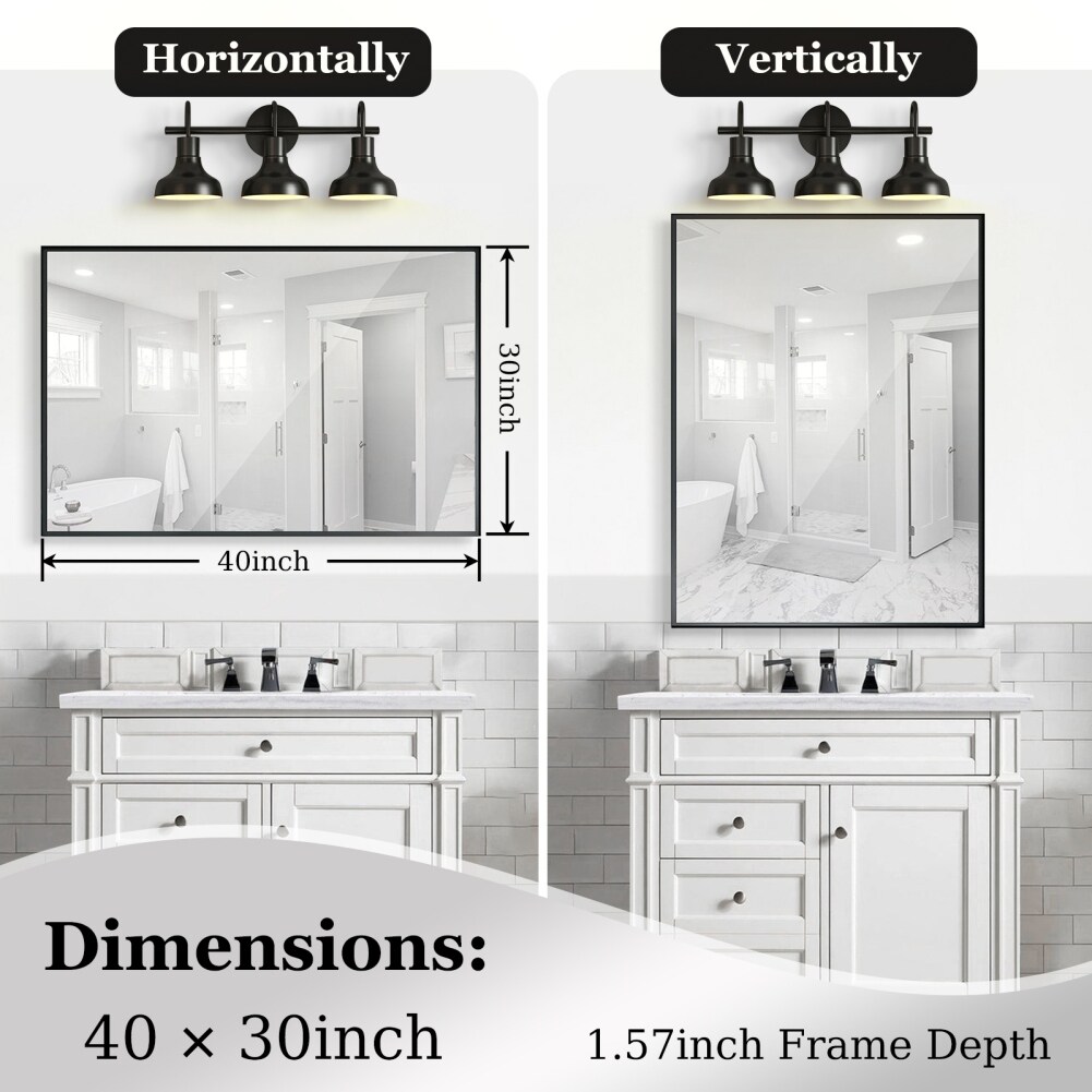BED & BATH BEYOND ウォールミラー 　鏡　ミラー　46x56 Frame My Mirror Black Framed Wall Mirror, Porter Design - On