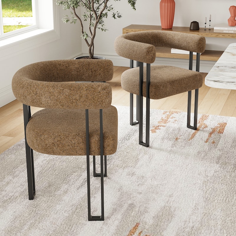 Set of 2 Upholstered Dining Arm Chairs - Coffee