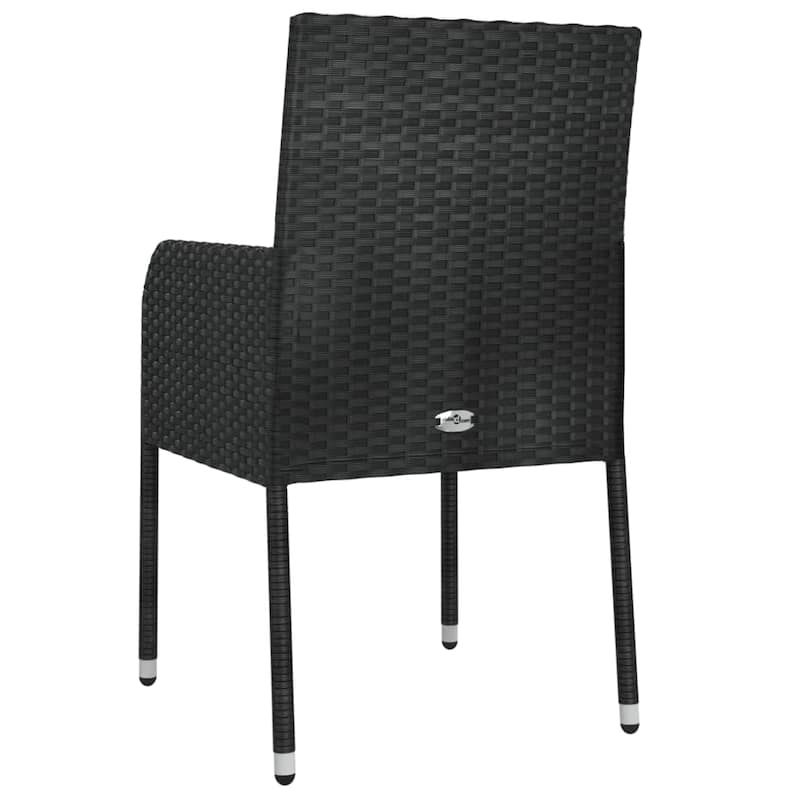 vidaXL Patio Chairs with Cushions 2 pcs Poly Rattan Black