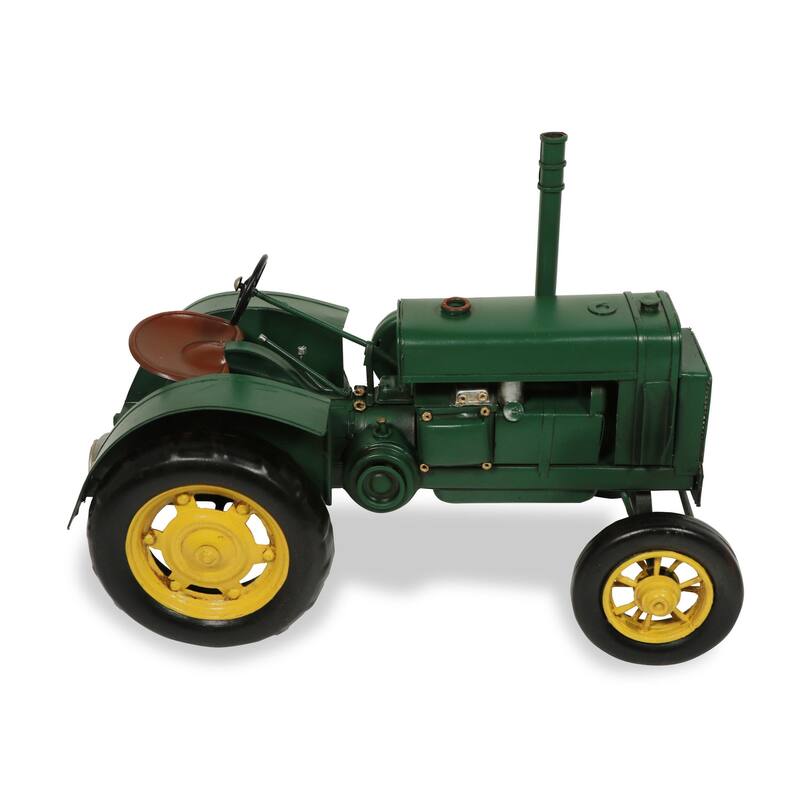 HomeRoots 8" Green and Black Metal Hand Painted Model Tractor - 6' X '8' X '16