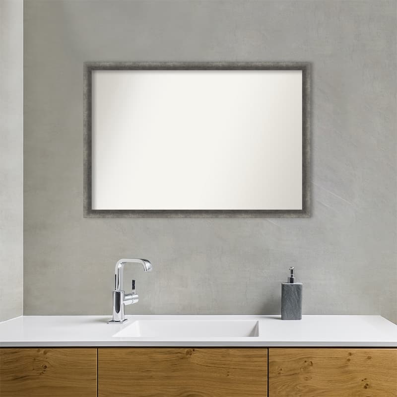 Burnished Concrete Narrow Non-Beveled Wood Framed Bathroom Vanity Wall Mirror - Burnished Concrete Narrow