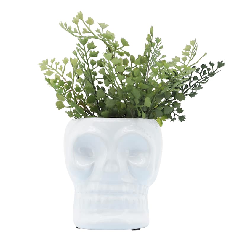 Sagebrook Home Ceramic Skull Vase Contemporary Gothic Decorative Skull Vase for Succulents or Small Plants
