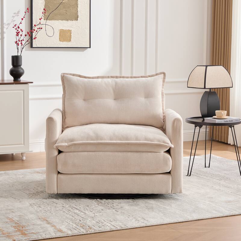 Mid Century Modern Chenille Swivel Barrel Chair