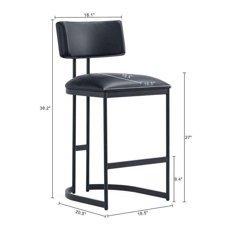 Manhattan Comfort Juno Metal Vegan Leather Counter Stool