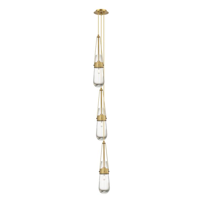Innovations Lighting Milan - 3 Light 4" Cord Hung Multi Pendant - 6" Canopy - Clear/Brushed Brass