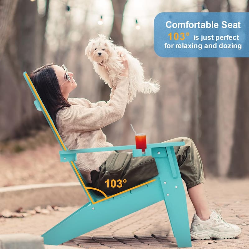 WINSOON All-Weather HIPS Outdoor Adirondack Chairs with Cup Holder Set Of 4