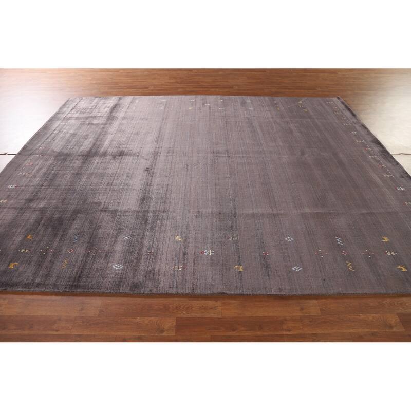 Brown Gabbeh Oriental Area Rug Handmade Wool Carpet - 8'1"x 9'10"