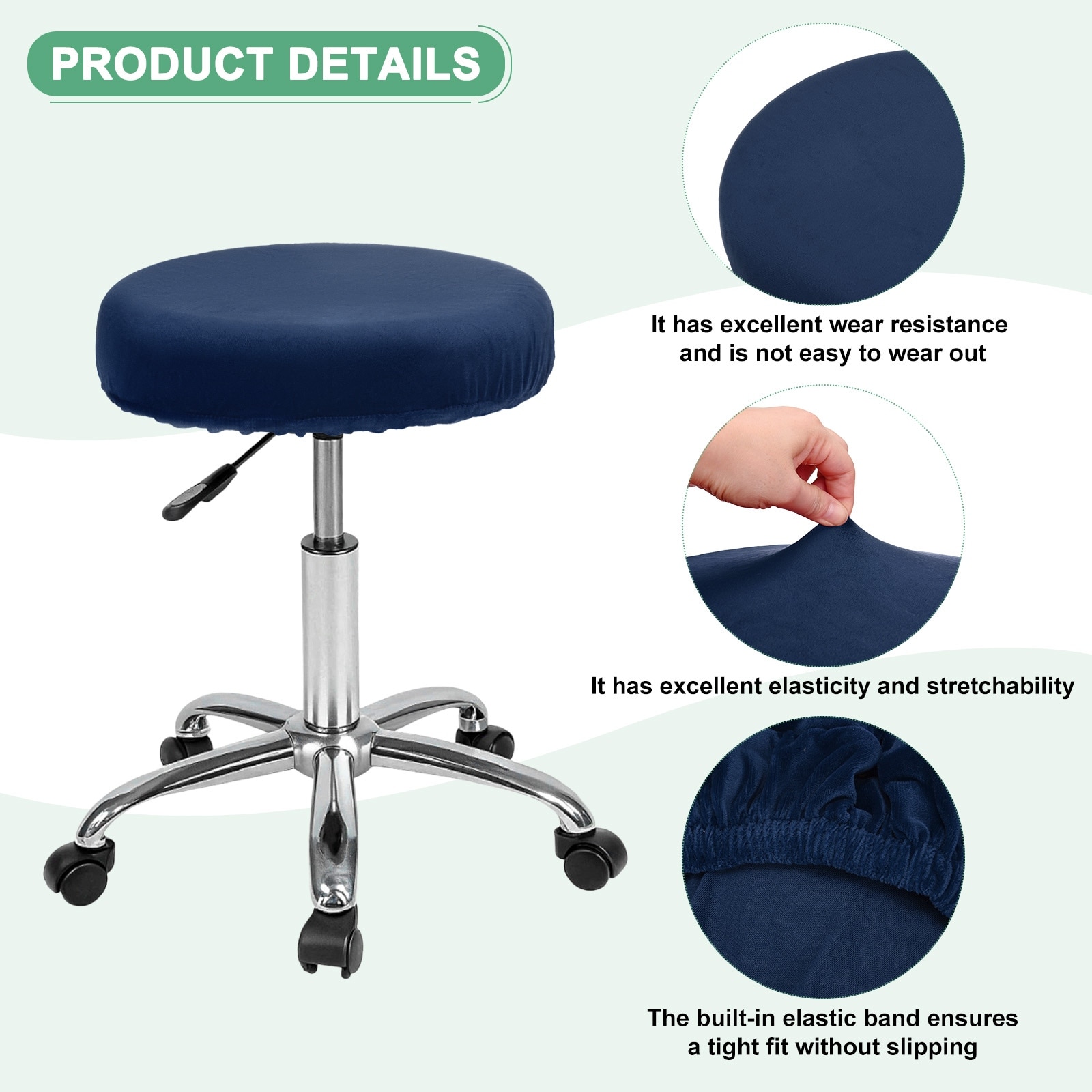 Bar Stool Covers Round, Velvet Washable Stool Cushion Slipcover