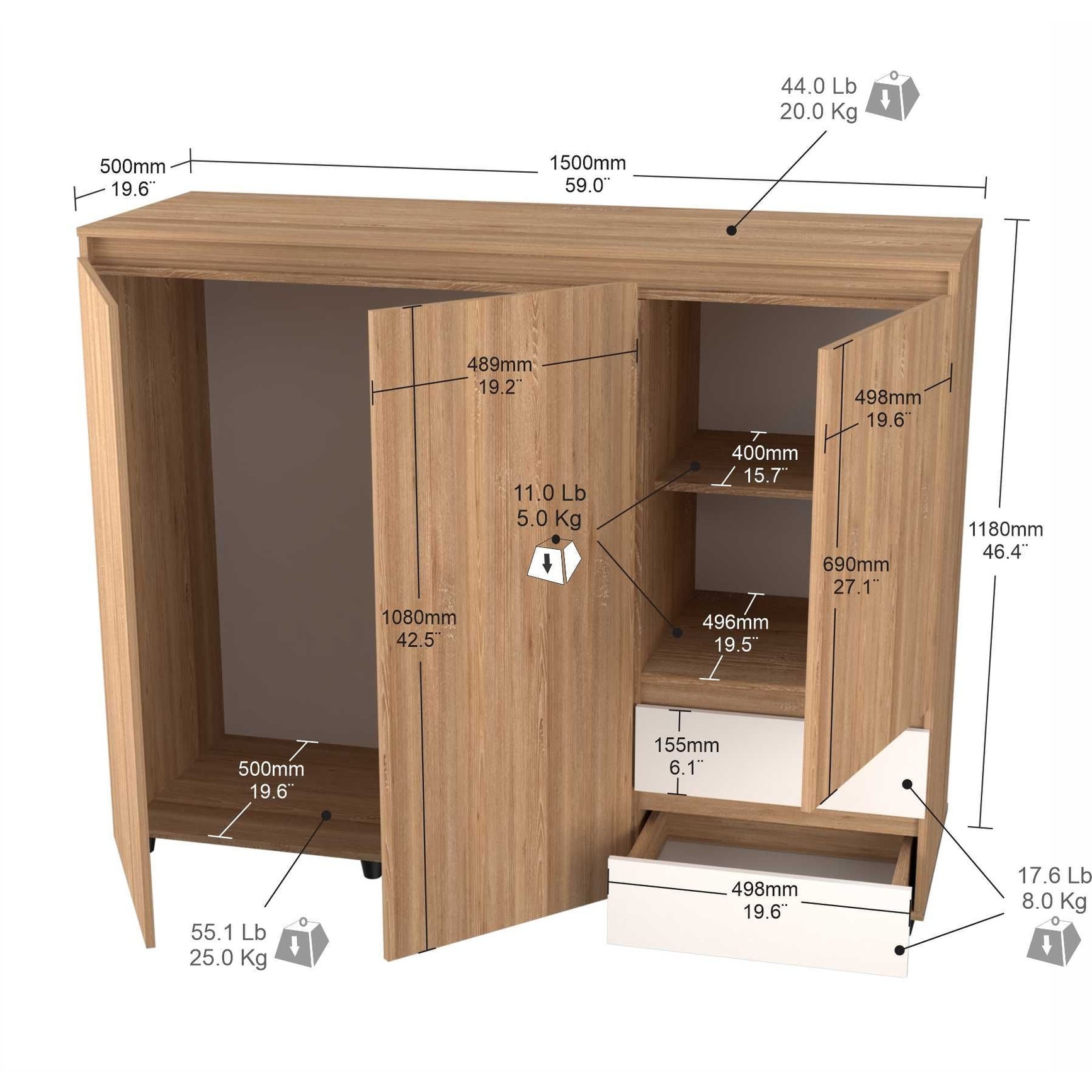 Low Profile Armoire Wardrobe by Inval