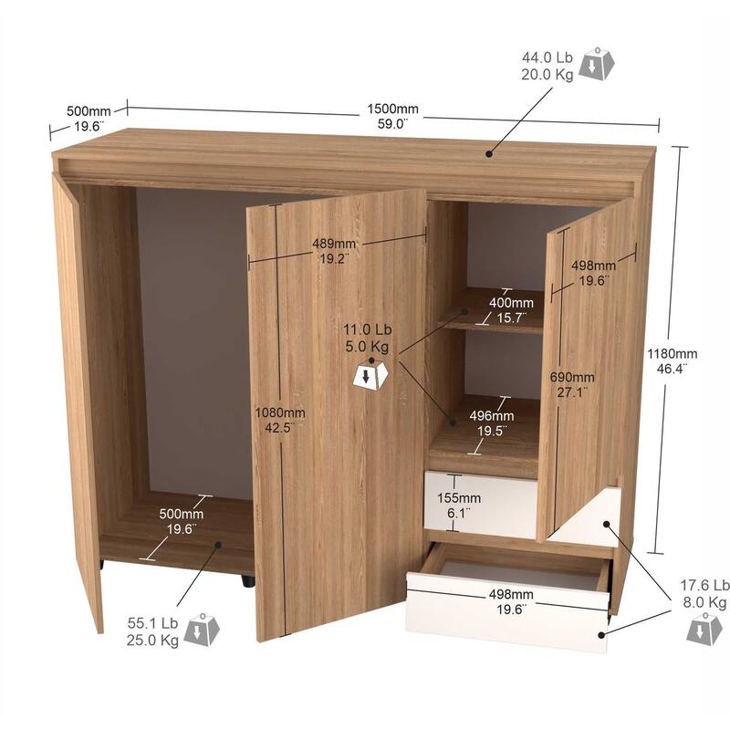 Low Profile Armoire/ Wardrobe by Inval