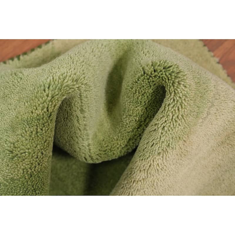 Hand Knotted Oriental 100% Wool Carpet Modern Stripe Green Gabbeh Area Rug - 4' 5'' X 2' 5''