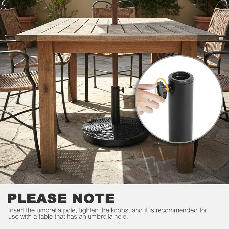 Outdoor 26 lb. Round Black Patio Umbrella Base, Polyethylene and Concrete