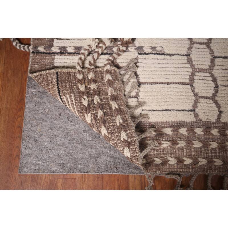 Ivory Large Moroccan Oriental Area Rug Handmade Wool Carpet - 12'2"x 16'9"