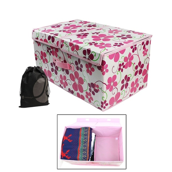 JAVOedge Pattern Storage Organizing Box with Two Sections, Handle, Top for Clothes or Toys