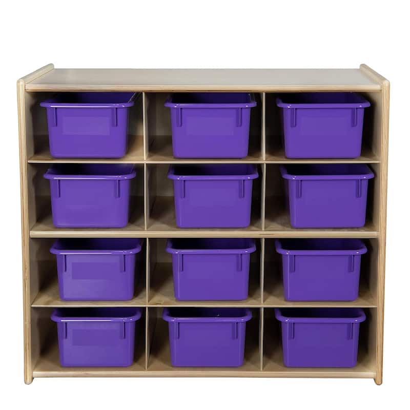 Contender 12 Compartment Kids Cube Locker Shelf with Purple Bins ...