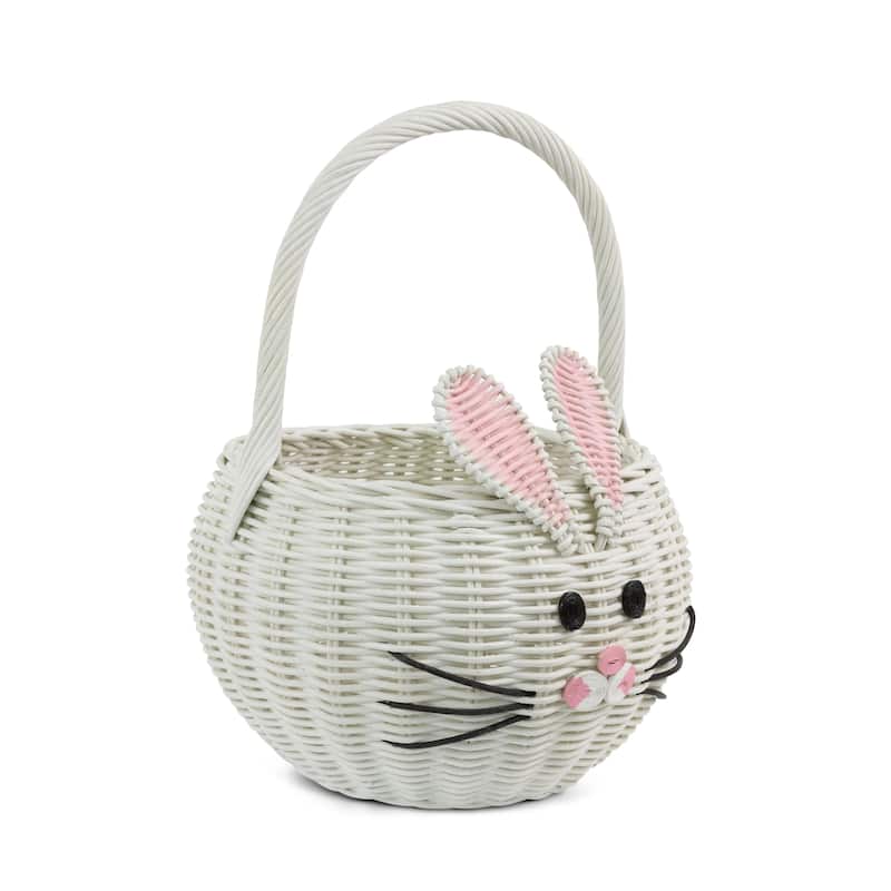 Large Hand Woven Bunny Rattan Wedding Flower Girl Basket Easter Bin Home Decor Cute Handmade Handcrafted Nursery Gift Storage