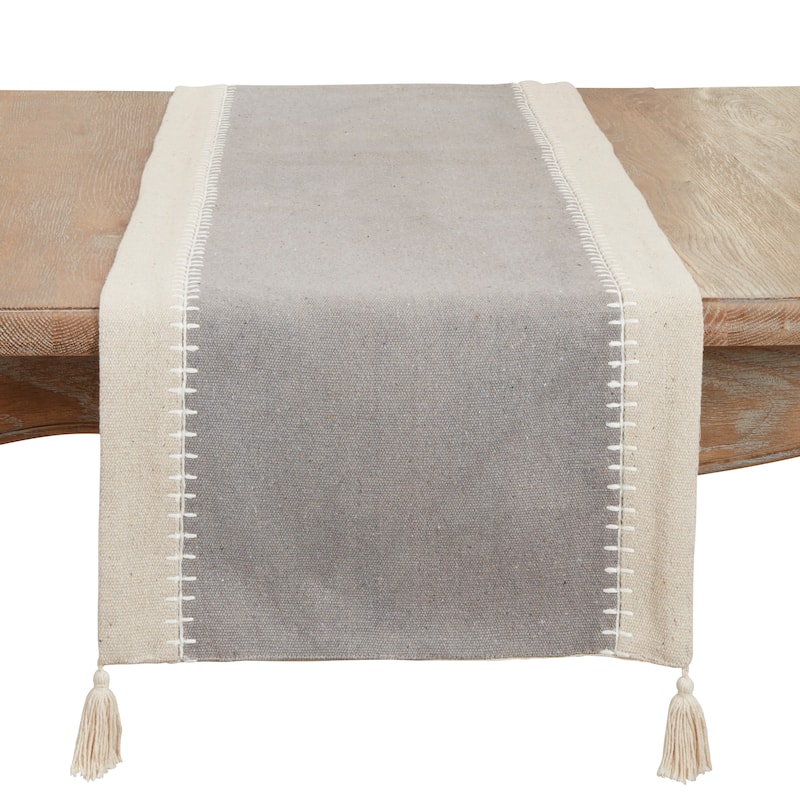 Whipstitch Band Design Table Runner - 16"x72" - Grey