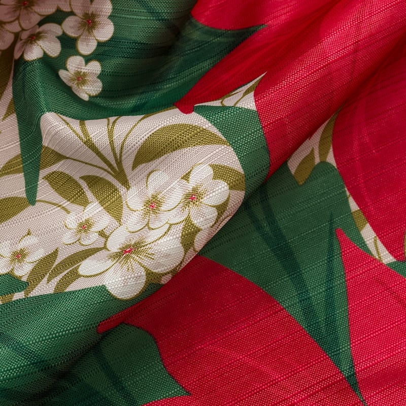 Christmas Flower Poinsettia Floral Kitchen Curtain
