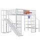 preview thumbnail 10 of 22, Industrial Full Size Loft Bed with Basketball Hoop, Slide & Stairs, Heavy Duty Metal Loft Bed Frame with Shelf, Desk & Wardrobe