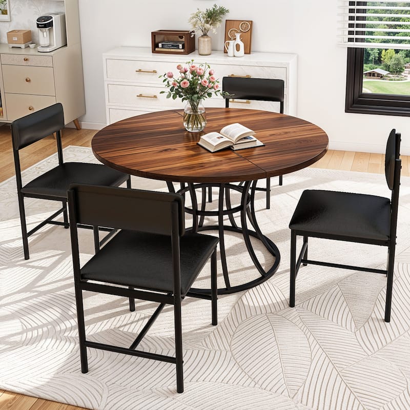 Moasis Modern Faux Leather Upholstered Dining Chairs Set of 4 - Black