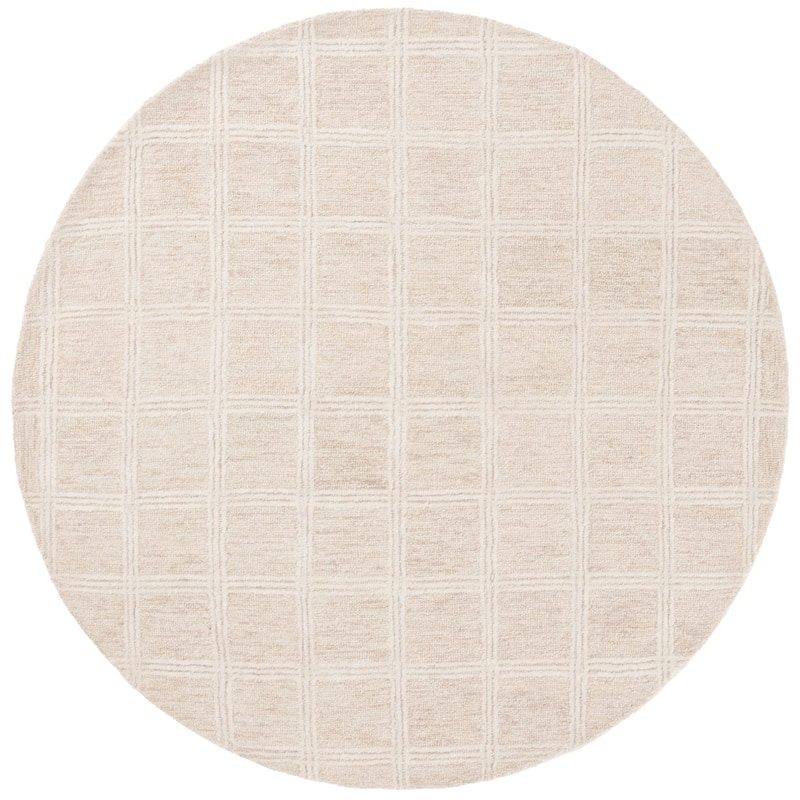 SAFAVIEH Handmade Pine Sandorne Modern & Contemporary Wool Rug - 6' Round - Beige/Ivory