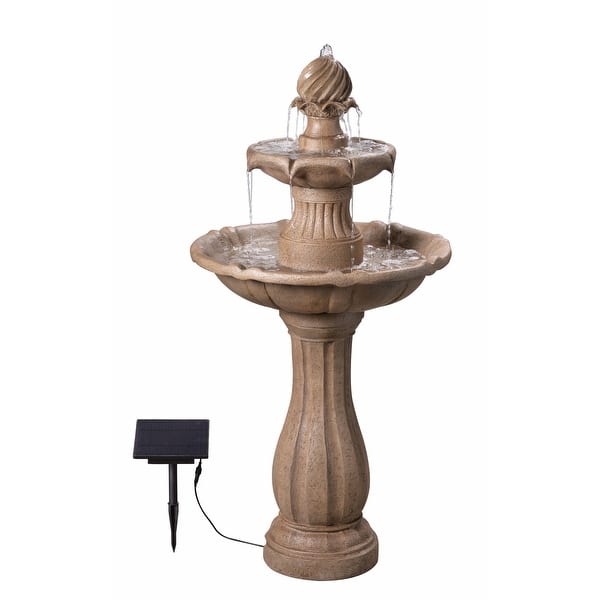 slide 1 of 11, Kenroy Home Frost 44-1/4" Tall Solar Powered Outdoor Floor Fountain - Sandstone