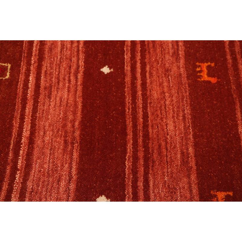 ECARPETGALLERY Hand Loomed Kashkuli Gabbeh Dark Copper Wool Rug - 6'6 x 9'9