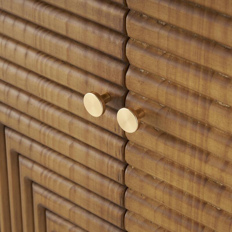 Wood Geometric Carved Square Room Cabinet with Gold Accents - Brown - Roche River Decor