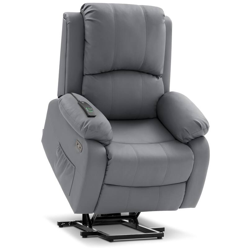 MCombo Small Sized Power Lift Recliner Chair with Massage and Heat, USB Ports, Faux Leather 7409