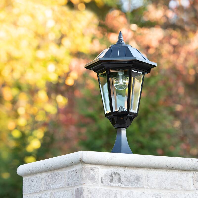 Windsor Bulb Black Solar 3' Fitter Post Light with Pier or Wall Sconce