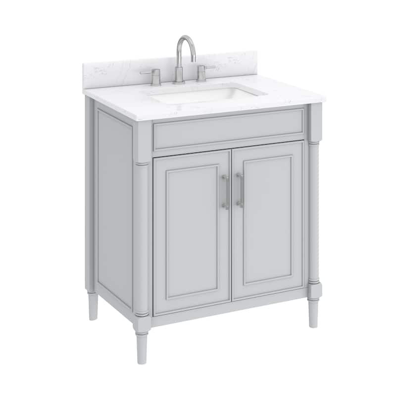 Avanity Bristol 31 in. Bath Vanity in Light Gray finish and Cala White Engineered Top
