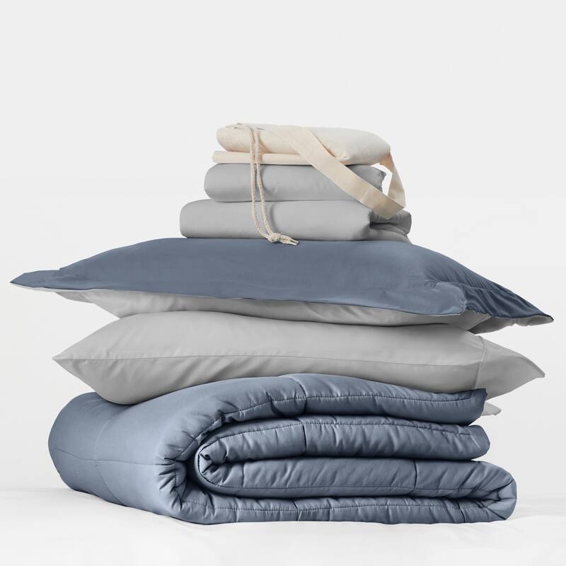 8pc Twin XL Solid Dorm Bedding Bundle