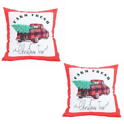 Christmas Truck Square Printed Throw Pillow Covers (Set of 2)