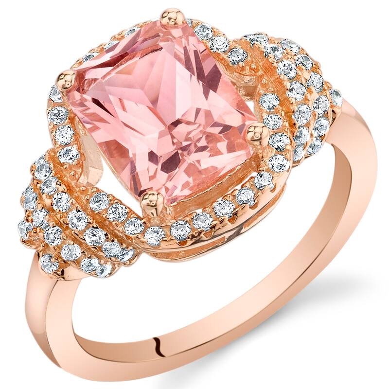 Rose Tone Sterling Silver 2.75 ct Created Morganite Ring