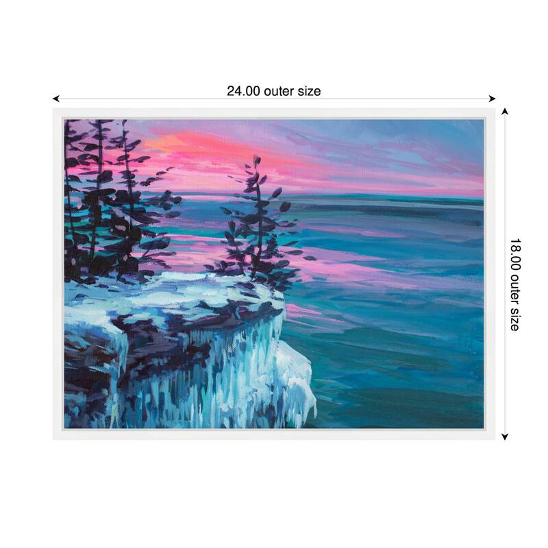 Kate and Laurel Framed Canvas Winter At Cave Point by Rachel Christopoulos