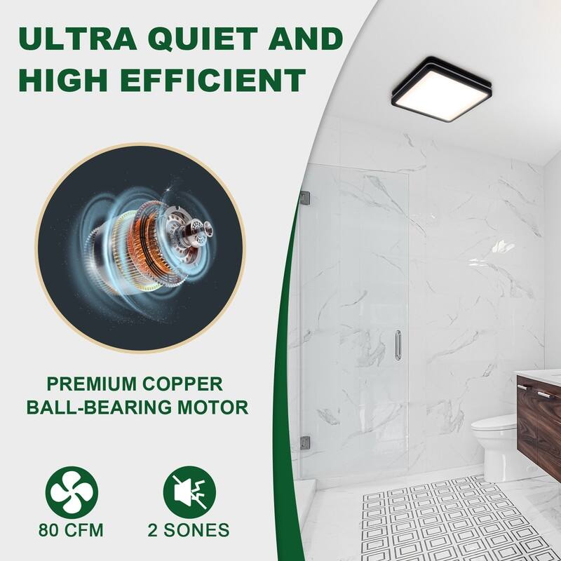Akicon Bathroom Exhaust Fan with Light, 18W Dimmable 3CCT LED Light with 3.5W Night Light