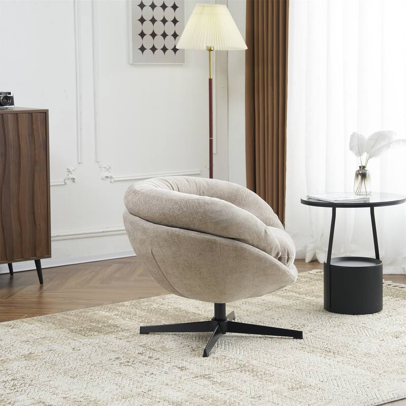 Ergonomic Chenille Office Chair Swivel Chair, Rotating Chair Club Chair Accent Chair with Removable Cushion