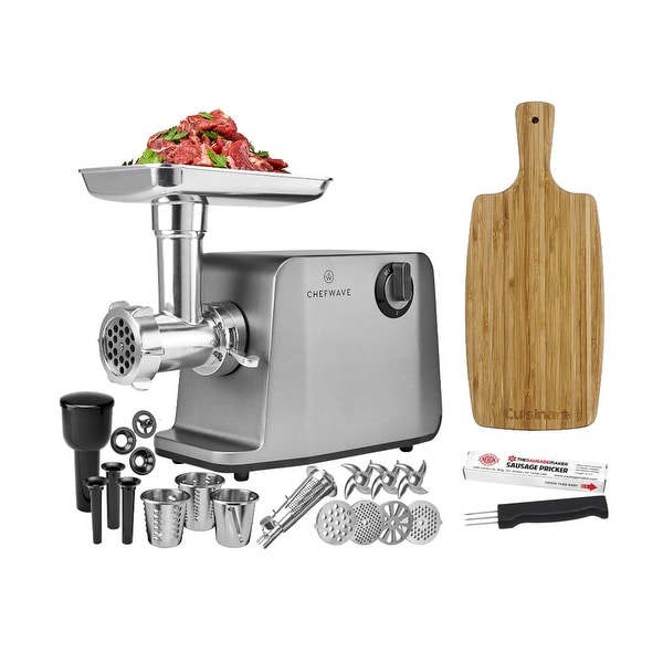 ChefWave 1800W Electric Meat Grinder, Stainless Steel & Accessories