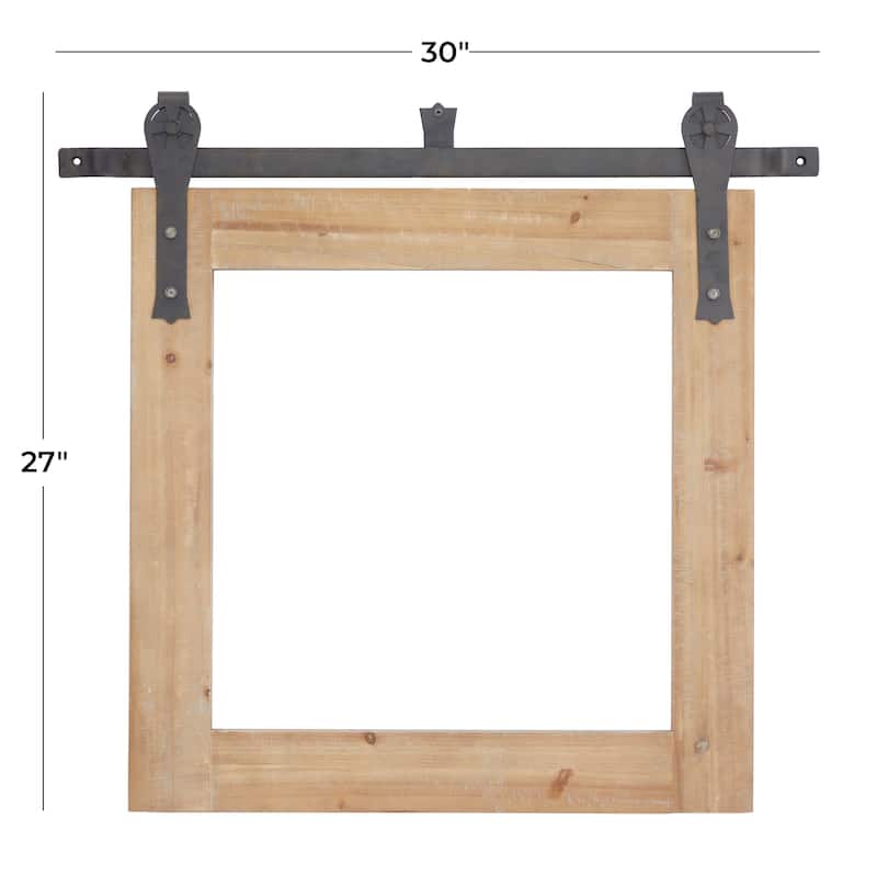 Barn Door Style Wood Industrial Farmhouse Hanging Wall Mirror