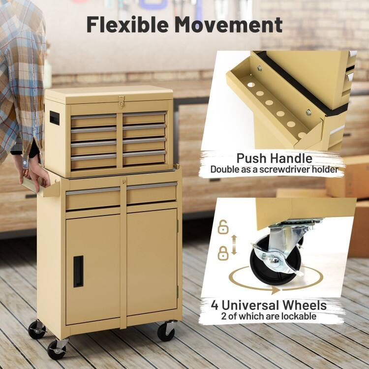 2-in-1 Tool Chest and Cabinet with 5 Sliding Drawers - 23" x 11" x 40.5"(L x W x H)
