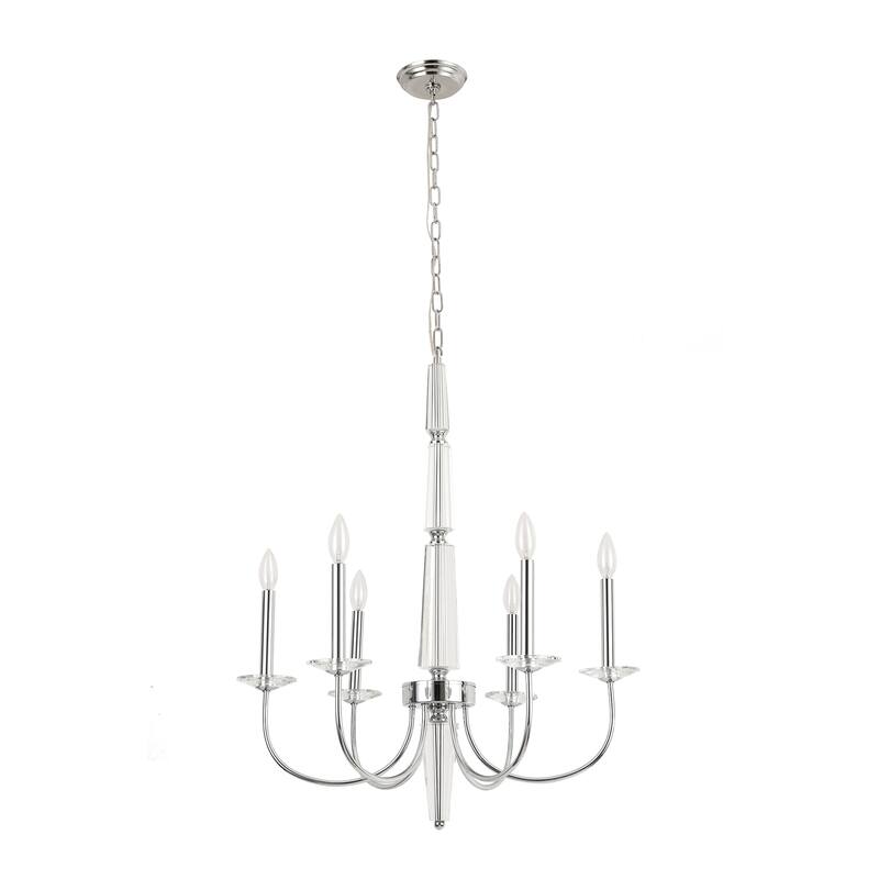 Pasargad Home Hestia Lucite & Polished Chrome Chandelier - D26"XH31.5" - Clear