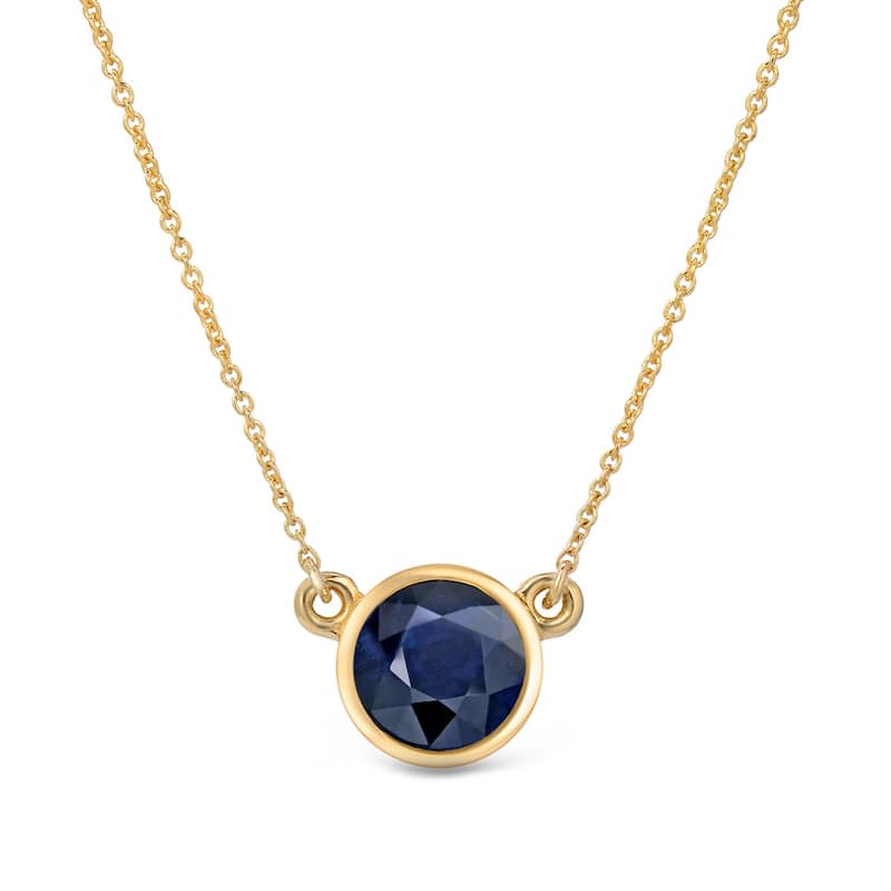 Auriya 14k Gold Bezel-set Sapphire Solitaire Necklace 1/3ctw - Yellow