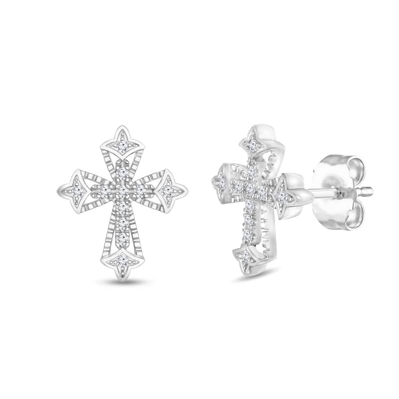 1/10 Cttw Natural Diamond 10KT White Gold Earrings